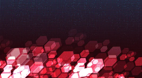 红多边形数字微晶片在技术背景 高科技与安全概念设计 自由空间等方面的应用 免版税图库插图