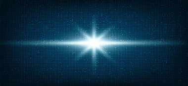 Mavi Gelecek Arkaplanı Üzerine Yıldız Işığı Mikroçip Teknolojisi, Yüksek Teknoloji ve Ağ Konsepti Tasarımı, Yazılı Metin İçin Boş Alan, Vektör illüstrasyonu.