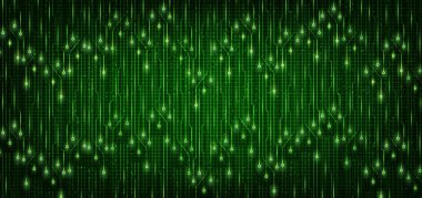 Yeşil Elektronik Devre Mikroçip Teknolojisi Arkaplanı, Virüs, kötü amaçlı yazılım ve hacker kavramı tasarımı, Vektör illüstrasyonu.