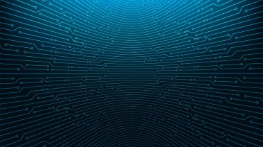 Teknoloji Arkaplanındaki Mavi Devre Mikroçipi, Yüksek Teknolojik Dijital ve Güvenlik Konsepti Tasarımı, Yazı için Boş Alan, Vektör illüstrasyonu.