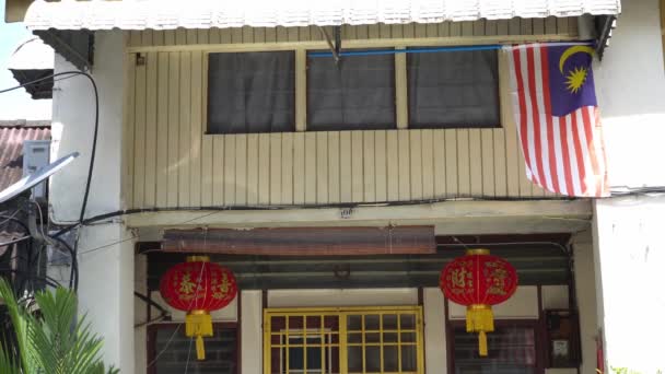 Casa de tienda de patrimonio con linterna roja — Vídeo de stock