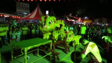 Aslan stil üzerinde dans eder.