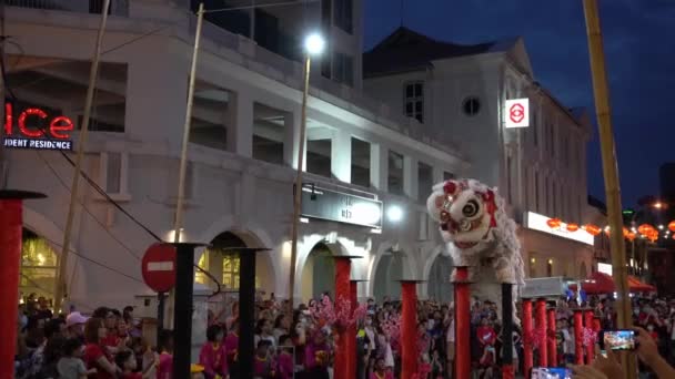 Chińskie święto Nowego Roku na ulicy w Georgetown wpisanego na listę światowego dziedzictwa UNESCO. — Wideo stockowe