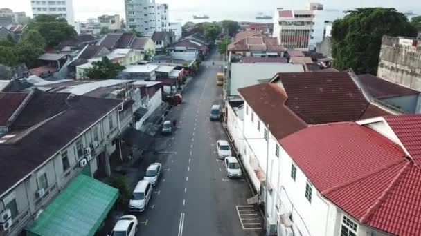 Drone shot at Lebuh Armenian in morning. — Stock Video