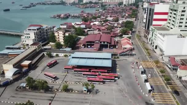 Aerial view Rapid Penang Bus Terminal. — Stock Video