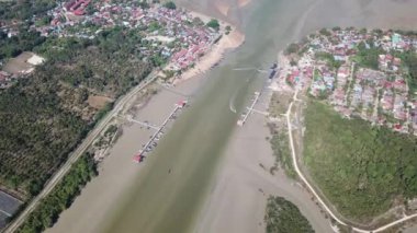 Kedah ve Penang için sınır olan Kuala Muda hava manzarası.