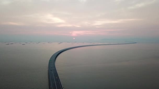 Meno Movimento Auto Sultan Abdul Halim Muadzam Shah Bridge Durante — Video Stock