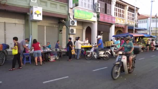 Pasar pagi di Lebuh Carnarvon — Stok Video