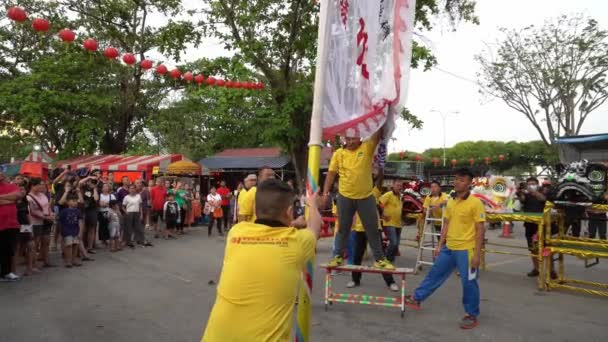 Çin Yeni Yılı sırasında Chingay 'in sokak performansı, — Stok video