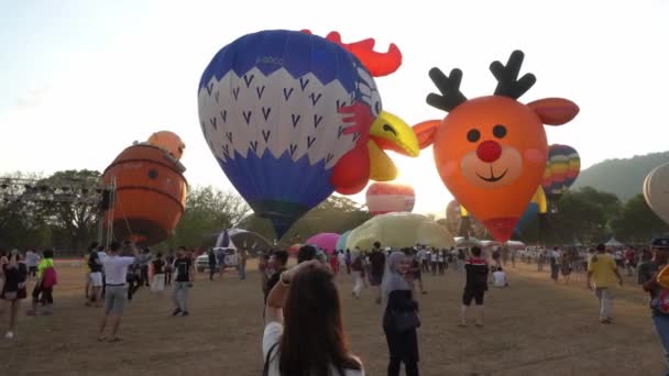 Турист насолоджується шоу на фестивалі повітряних куль.. — стокове відео