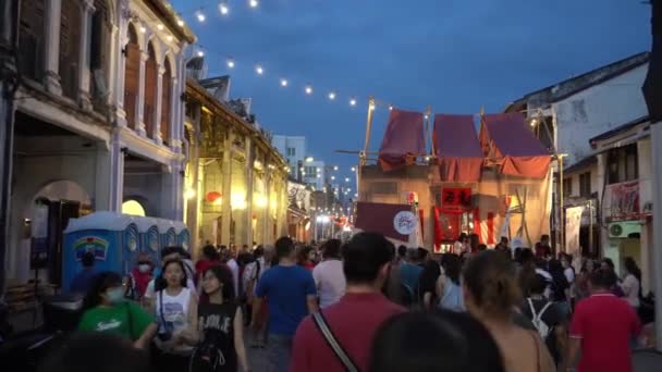 Visita chinesa à feira do templo em Georgetown durante o ano novo chinês — Vídeo de Stock