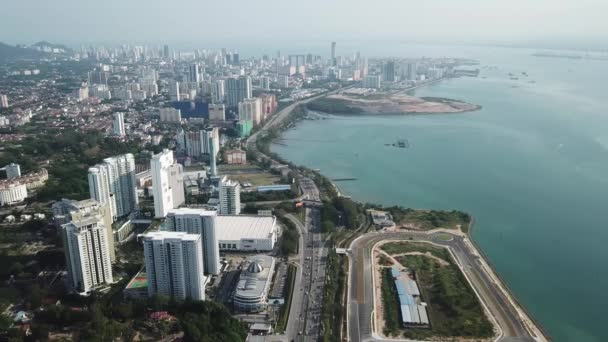 Aerial view Gelugor Tesco, E-gate business area in morning. — 图库视频影像