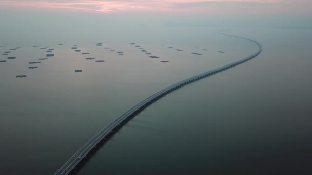 Luftaufnahme Penang Zweite Brücke Während Der Sperrung — Stockvideo