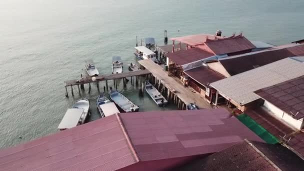 Vue Aérienne Chew Jetty Tourisme Spot Personne Pendant Confinement — Video