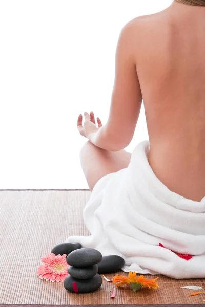 Mulheres Nuas Sentadas Spa Tomando Tratamento Beleza — Fotografia de Stock