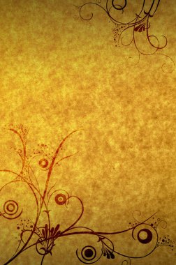 Arkaplan kullanımı için süslemeleri olan paslı eski kağıt dokusu