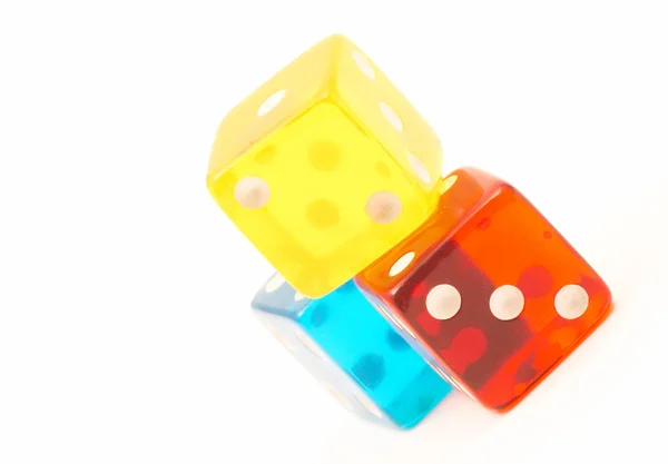 Colorful Dices White Background Shallow Dof — Stock Photo, Image