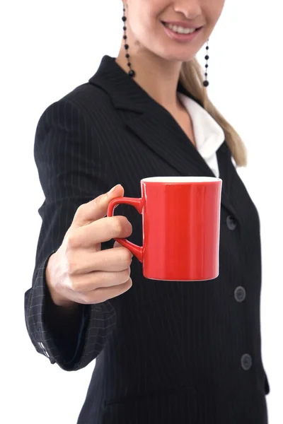 Zakenvrouw met koffiekopje — Stockfoto
