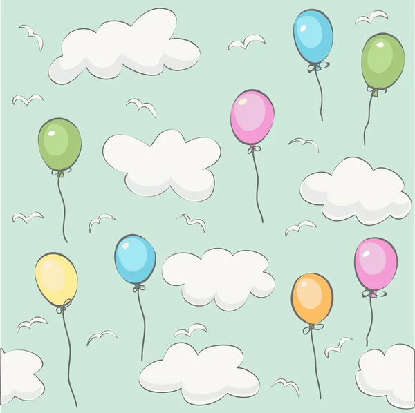 Cute Baby Cloud Pattern Balloons — Stock Vector