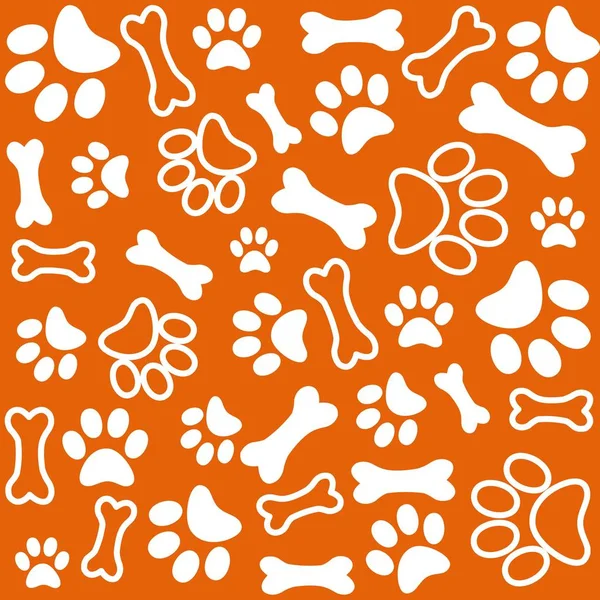 Background Dog Paw Print Bone — Stock Vector