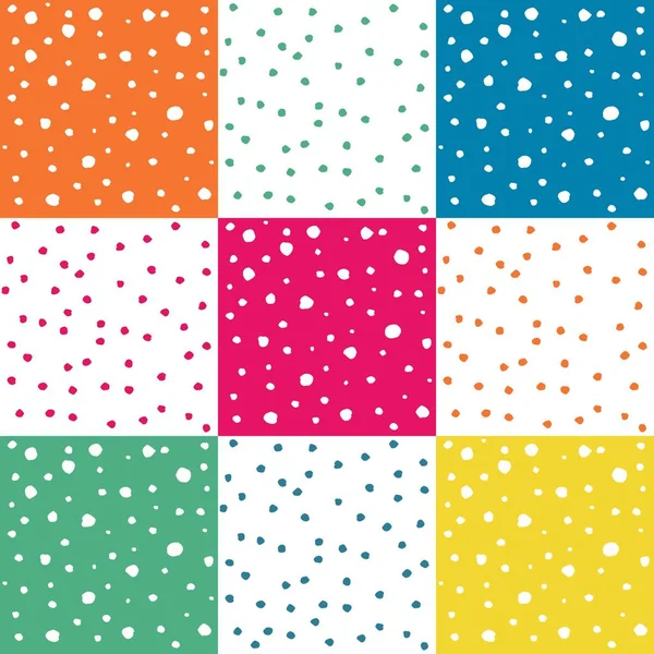 Set Seamless Colorful Dots Pattern — Stock Vector