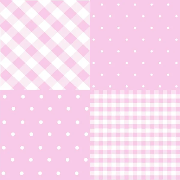 Seamless Patterns Baby Girl Shower Party Set Cute Pink Backgrounds — Stock Vector