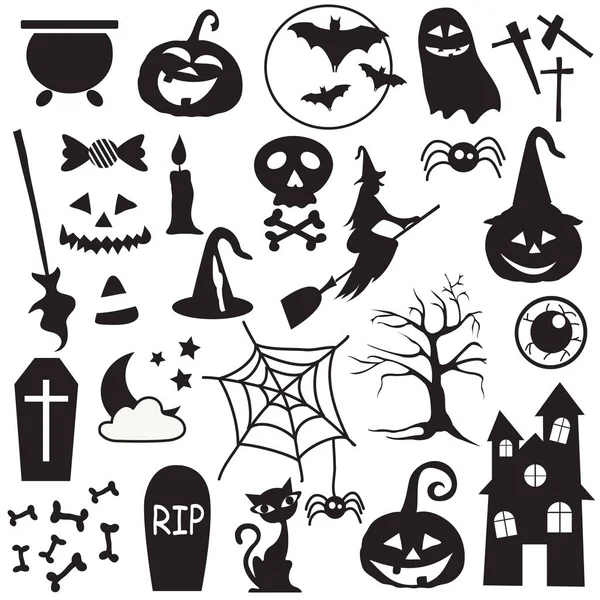 Plantilla Gráfica Halloween Iconos Planos — Archivo Imágenes Vectoriales