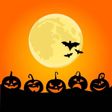 Kabaklar ve dolunay Halloween geceler arka plan