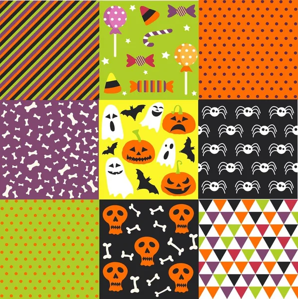 Set Modelli Halloween Illustrazione Vettoriale — Vettoriale Stock