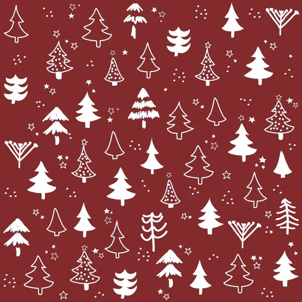 无缝隙的图案与圣诞树 冬季森林 — 图库矢量图片