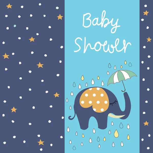 Cartão Saudação Baby Shower Com Elefante —  Vetores de Stock