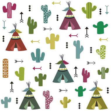 Çadır ve kaktüs desen