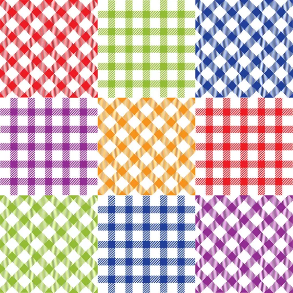 Set Plaid Seamless Patterns — Stock Vector