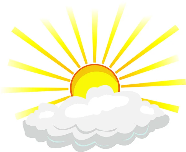 Drawing Sun Icon Cloud — Stock Vector