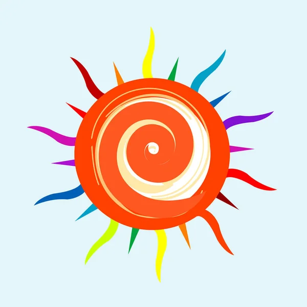 Rysowanie Ikony Słońca Kolorowe Słońce — Wektor stockowy