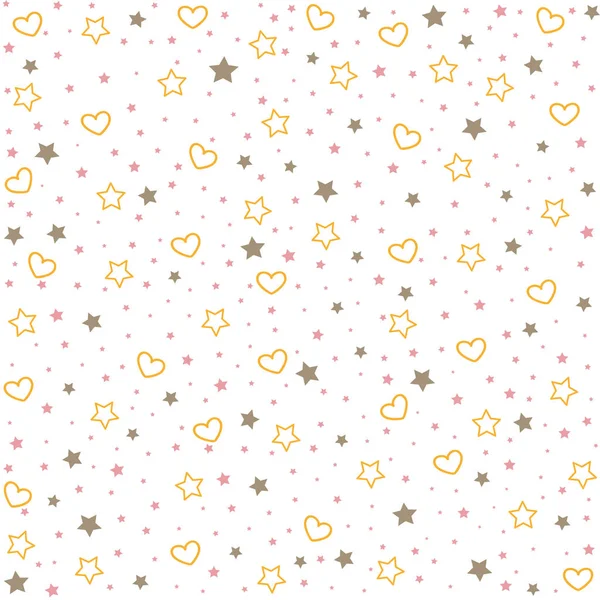 Seamless Background Hearts Stars Baby Girl Shower Pattern — Stockvector