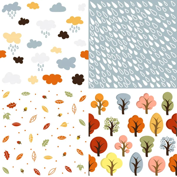 Inconsútil Otoño Patrones Conjunto Vector Ilustración — Vector de stock