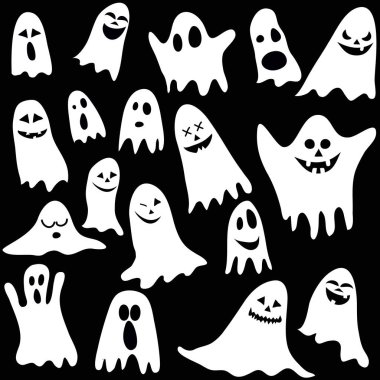 Hayaletlerle kusursuz bir arkaplan - vektör illüstrasyonu