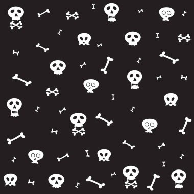 Skull bone seamless pattern Halloween scarf isolated cartoon repeat wallpaper tile background illustration doodle design
