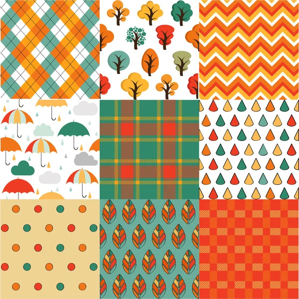 Autumn Fall Seamless Backgrounds Set — Διανυσματικό Αρχείο