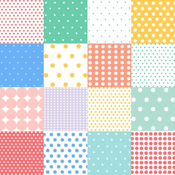 Kleurrijke Polka Dots Vector Patronen — Stockvector