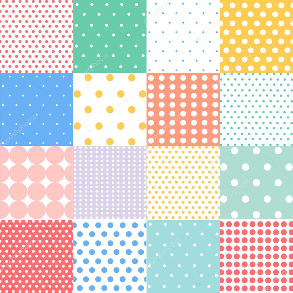 Colorful Polka Dots Vector Patterns