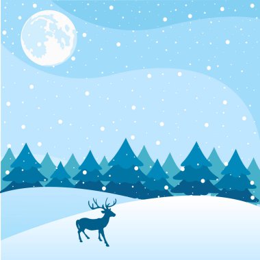 Kış arkaplanı, manzara. Yeni yıl ve Noel tebrik kartı.