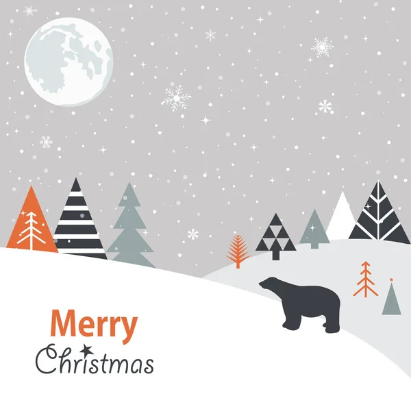 Cartoni Animati Modello Paesaggio Invernale Natura Cartolina Natale Biglietto Auguri — Vettoriale Stock