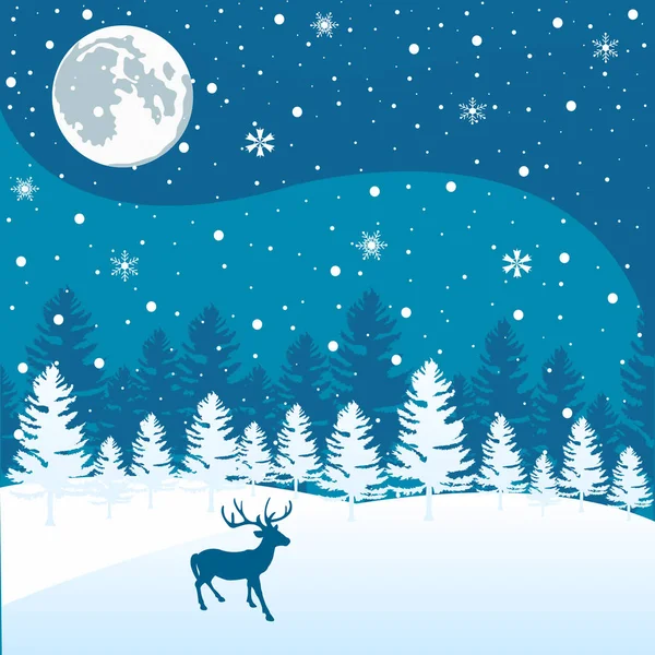Winterhintergrund Landschaft Neujahrs Und Weihnachtsgrußkarte — Stockvektor
