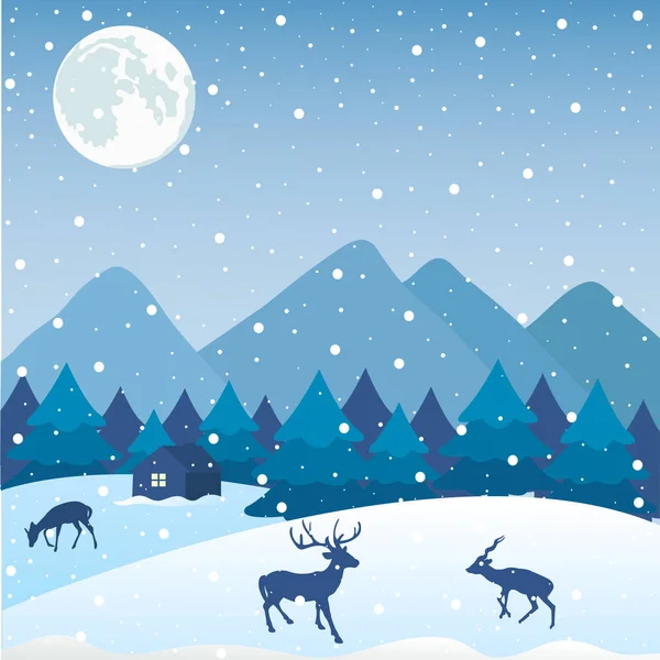 Zimowe Tło Krajobraz Nowy Rok Kartka Świąteczna — Wektor stockowy
