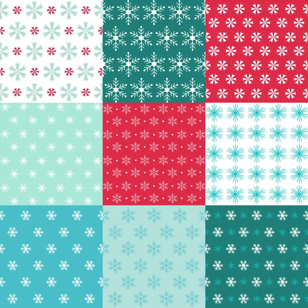 Snowflakes Seamless Background Pattern Set — Stock vektor