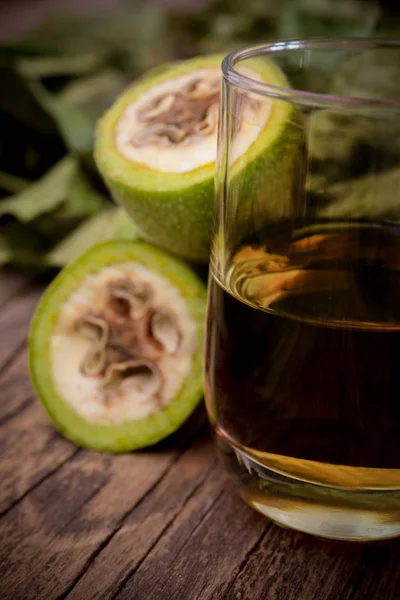Nocino Liqueur Made Unripe Green Nuts Alcohol Excellent Italian Digestive — Stock Photo, Image