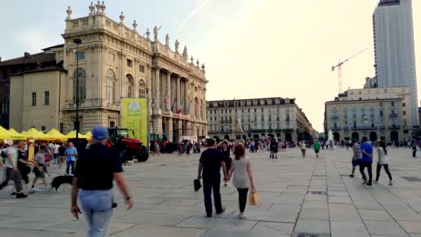 Turin Italien Juni 2018 Visa San Carlo Torget Centrum — Stockvideo