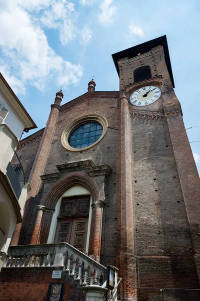 Фасад Башня Часами Mary Church Collegiata Moncalieri Turin Italy — стоковое фото